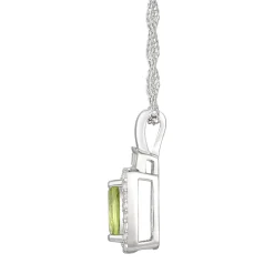 Cushion-Cut Peridot & Lab Created White Sapphire Earring, Pendant & Ring Set In Sterling Silver