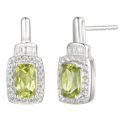 Cushion-Cut Peridot & Lab Created White Sapphire Earring, Pendant & Ring Set In Sterling Silver