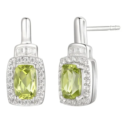 Cushion-Cut Peridot & Lab Created White Sapphire Earring, Pendant & Ring Set In Sterling Silver