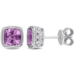 Cushion-Shaped Amethyst Earrings In Sterling Silver