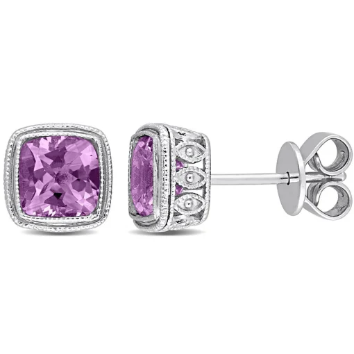 Cushion-Shaped Amethyst Earrings In Sterling Silver