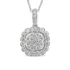 Cushion-Shaped Diamond Cluster Pendant With Scalloped Halo In 14K White Gold (3/4 Ct. Tw.)