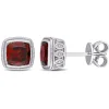 Cushion-Shaped Garnet Earrings In Sterling Silver