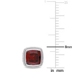 Cushion-Shaped Garnet Earrings In Sterling Silver