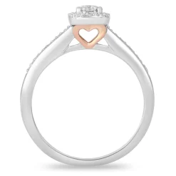 Cushion-Shaped Multi-Diamond Promise Ring In Sterling Silver & 10K Rose Gold (1/7 Ct. Tw.)