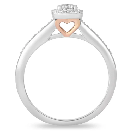 Cushion-Shaped Multi-Diamond Promise Ring In Sterling Silver & 10K Rose Gold (1/7 Ct. Tw.)