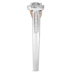 Cushion-Shaped Multi-Diamond Promise Ring In Sterling Silver & 10K Rose Gold (1/7 Ct. Tw.)