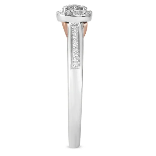 Cushion-Shaped Multi-Diamond Promise Ring In Sterling Silver & 10K Rose Gold (1/7 Ct. Tw.)