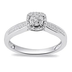 Cushion-Shaped Multi-Diamond Promise Ring In Sterling Silver & 10K Rose Gold (1/7 Ct. Tw.)