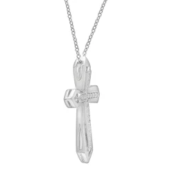 Cut-Out Diamond Cross Pendant In Sterling Silver (1/10 Ct. Tw.)