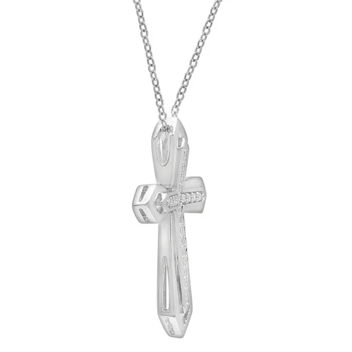 Cut-Out Diamond Cross Pendant In Sterling Silver (1/10 Ct. Tw.)