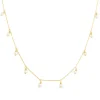 Dangle Pearl Station Necklace In 10K Yellow Gold