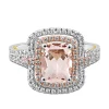 Demi Morganite & Diamond Engagement Ring With Two-Tone Halo In 14K White & Rose Gold (5/8 Ct. Tw.)
