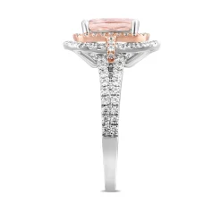 Demi Morganite & Diamond Engagement Ring With Two-Tone Halo In 14K White & Rose Gold (5/8 Ct. Tw.)