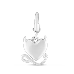 Devil Heart Charm In Sterling Silver