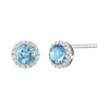 Diamond & Blue Topaz Stud Earrings In 14K White Gold