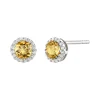 Diamond & Citrine Stud Earrings In 14K White Gold