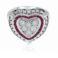 Diamond & Lab Created Ruby Ring In Sterling Silver (1/7 Ct. Tw.)