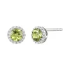 Diamond & Peridot Stud Earrings In 14K White Gold