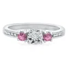 Diamond & Pink Sapphire Promise Ring In Sterling Silver