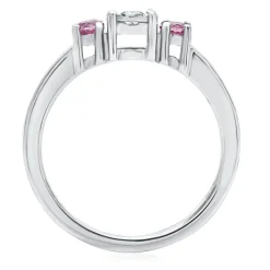 Diamond & Pink Sapphire Promise Ring In Sterling Silver