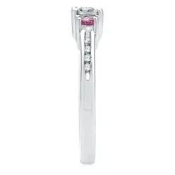 Diamond & Pink Sapphire Promise Ring In Sterling Silver