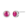 Diamond & Ruby Stud Earrings In 14K White Gold