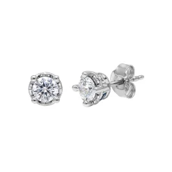 Diamond & Sapphire Stud Earrings In 10K Gold