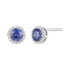 Diamond & Tanzanite Stud Earrings In 14K White Gold