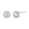 Diamond & White Sapphire Stud Earrings In 14K White Gold