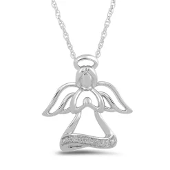 Diamond Accent Angel Pendant In Sterling Silver