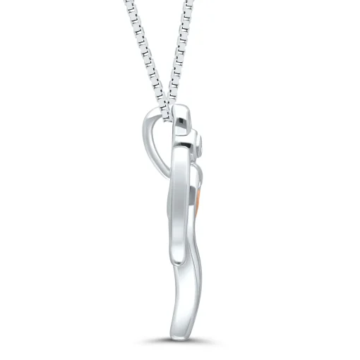 Diamond Accent Angel Pendant In Sterling Silver And 14K Rose Gold