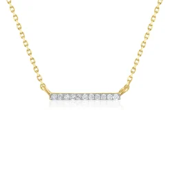 Diamond Accent Bar Necklace In 14K Yellow Gold