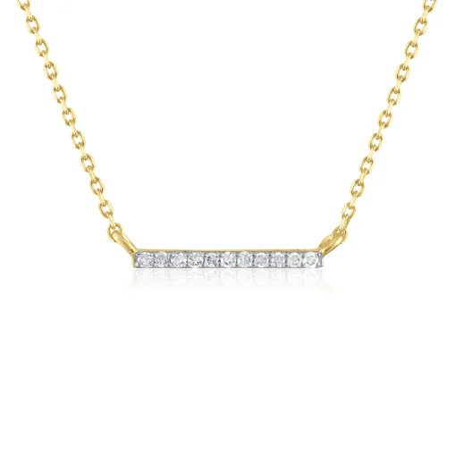 Diamond Accent Bar Necklace In 14K Yellow Gold