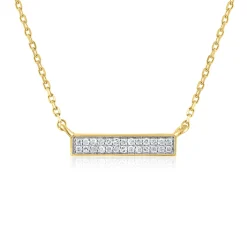 Diamond Accent Bar Necklace In 14K Yellow Gold