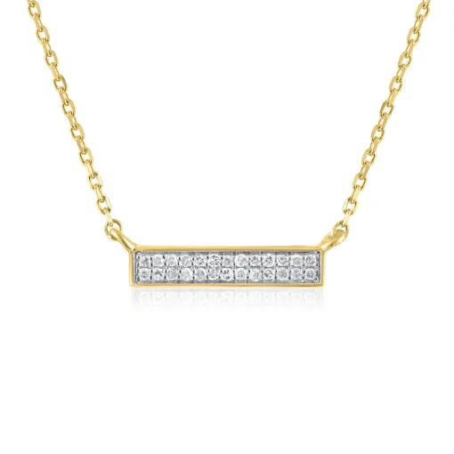 Diamond Accent Bar Necklace In 14K Yellow Gold