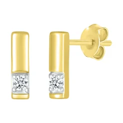 Diamond Accent Bar Stud Earrings In 10K Yellow Gold