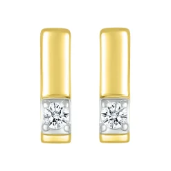 Diamond Accent Bar Stud Earrings In 10K Yellow Gold