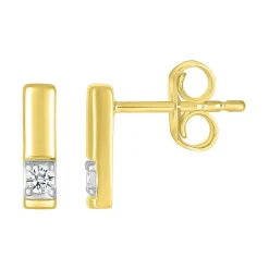 Diamond Accent Bar Stud Earrings In 10K Yellow Gold
