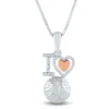 Diamond Accent Basketball Pendant In Sterling Silver And 14K Rose Gold