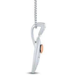 Diamond Accent Best Teacher Apple Pendant In Sterling Silver And 14K Rose Gold