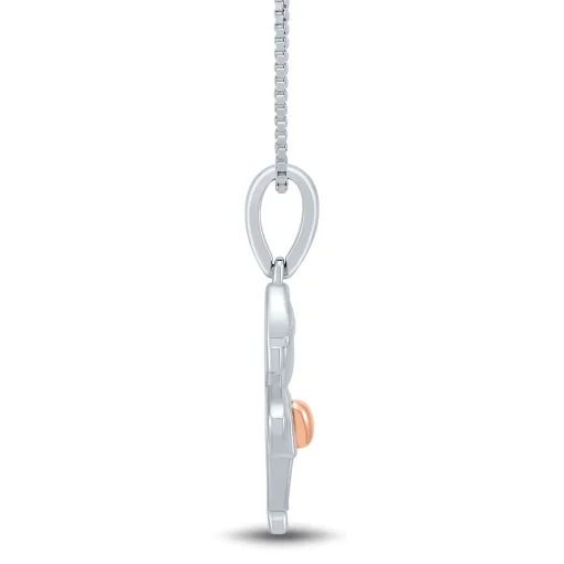 Diamond Accent Boy Pendant In Sterling Silver And 14K Rose Gold