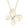 Diamond Accent Butterfly Pendant In 10K Yellow Gold