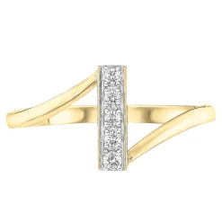 Diamond Accent Bypass Bar Ring In 10K Yellow Gold