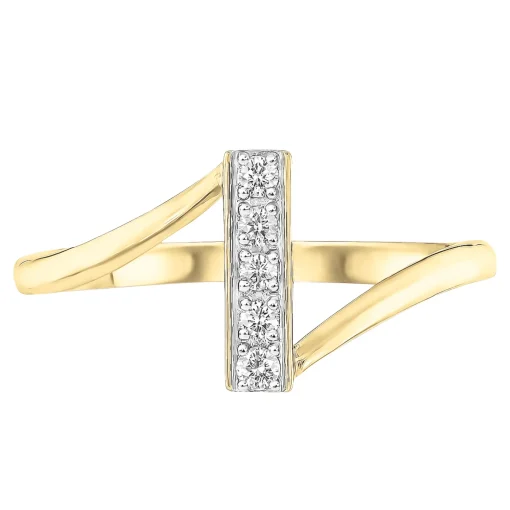 Diamond Accent Bypass Bar Ring In 10K Yellow Gold