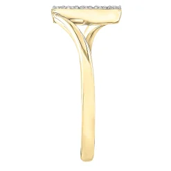 Diamond Accent Bypass Bar Ring In 10K Yellow Gold
