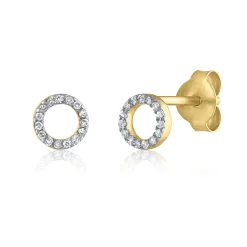 Diamond Accent Circle Earrings In 14K Yellow Gold