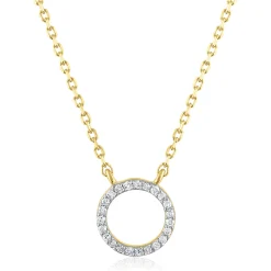 Diamond Accent Circle Pendant In 14K Yellow Gold