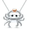 Diamond Accent Crab Pendant In Sterling Silver And 14K Rose Gold