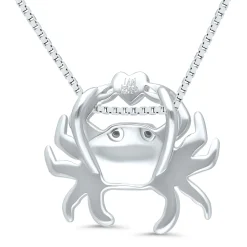 Diamond Accent Crab Pendant In Sterling Silver And 14K Rose Gold